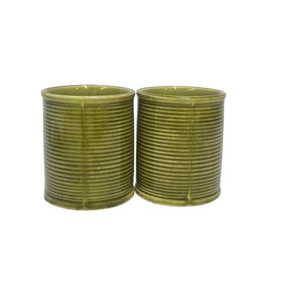 Holt Howard Vintage 1963 Olive Green Retro Pottery Coffee Tea Mugs-Set of 2 - Picture 4 of 6